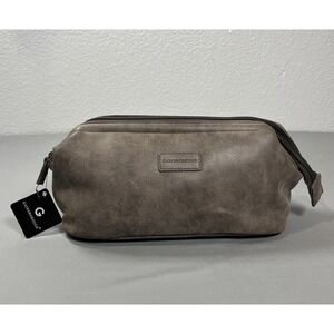 Gainsborough Taupe Suede Leather Toiletry Bag Unisex Travel Pouch Sturdy NWT